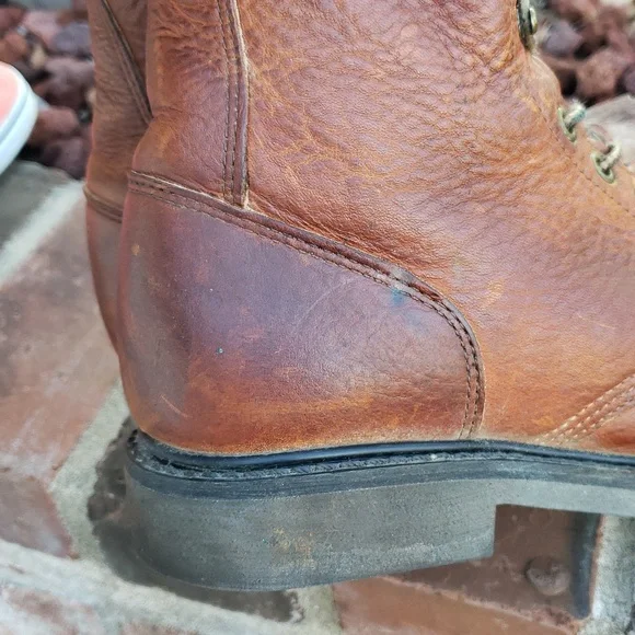 Double H Women's Tan Leather Combat Boots - Picture 13 of 16